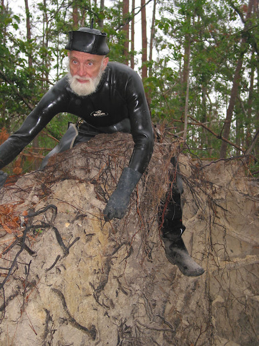 Harold contemplates a prone climb