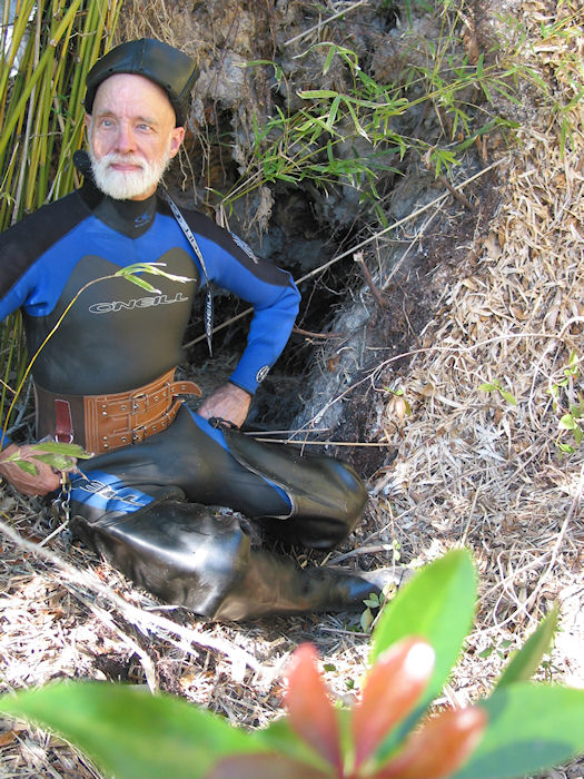 Harold at the rootball cavern entrance