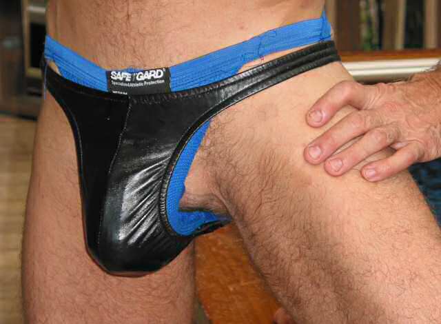 Closeup of Koala Thong and Blue Swimjock