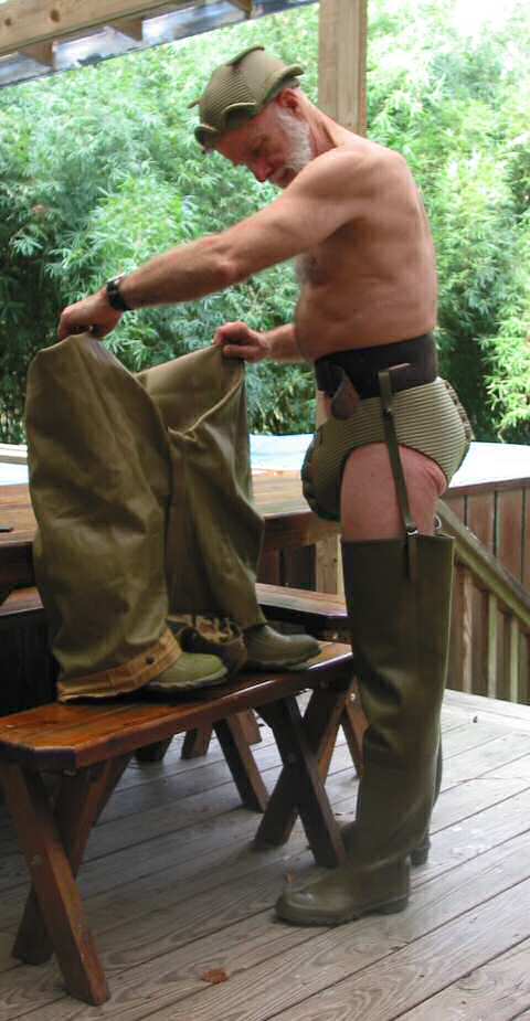 Naked Rubber Waders Pondered Lustfully!